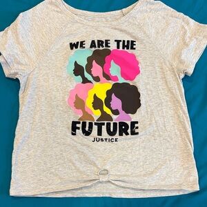 Justice Gray Tee with Vibrant Silhouette Design